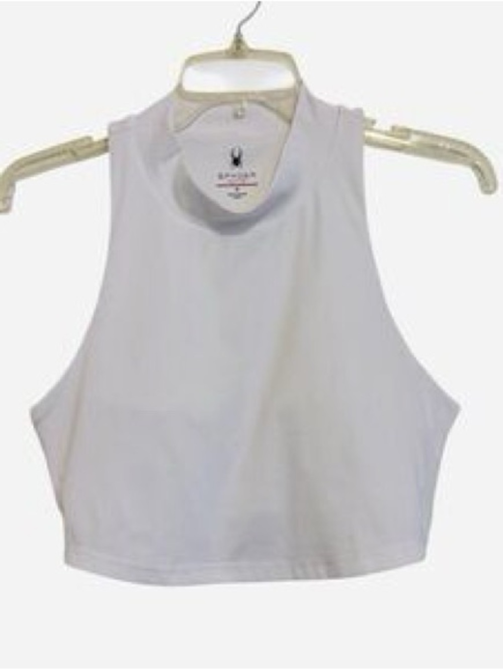 Spyder Active white sleeveless mock neck cropped athletic top sports bra small